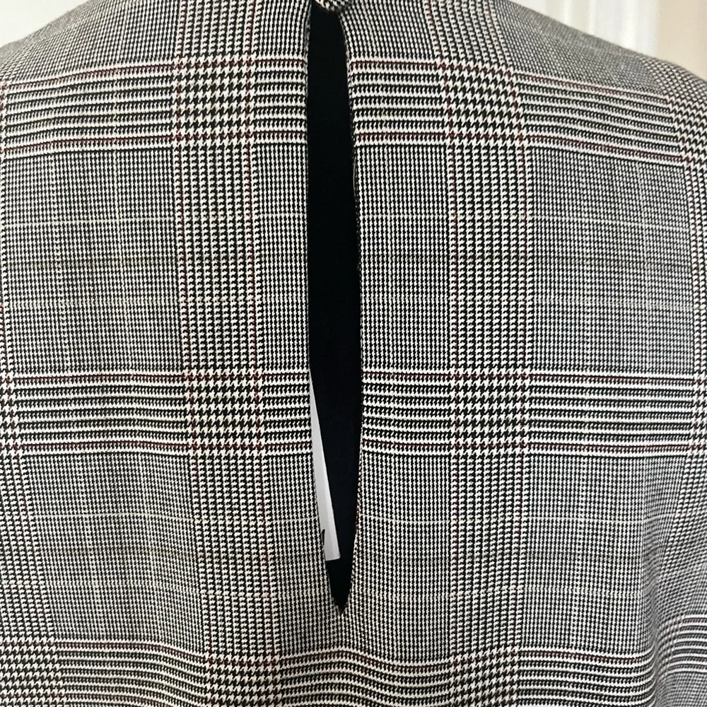 H&M Women’s Black White Red Plaid Short Tie Sleeve Mini Dress‎ Sz 10~NWT